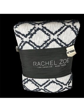 Rachel Zoe Full/Queen Comforter Only Cotton Yarn Dyed Navy Blue No Shams New